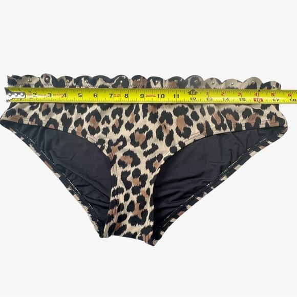 Kate Spade Crystal Cove Leopard Print Bikini Swim Bottom XL Studded Scallop Edge - Picture 5 of 9